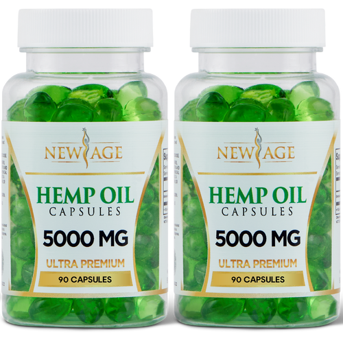 New Age Naturals Supreme Hemp Oil Capsules 5000mg- Anti-Inflammatory Pain Relief Improve Memory, Focus, & Clarity Natural Hemp Oil (120 Capsules)