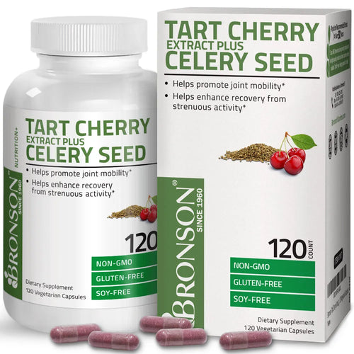 Bronson Vitamins Tart Cherry Extract Plus Celery Seed - 120 Vegetarian Capsules